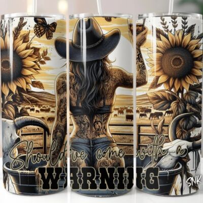 20oz tumbler wrap western country sunflower self love daily affirmations Thumbnail