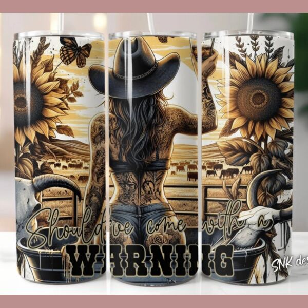 20oz tumbler wrap western country sunflower self love daily affirmations Thumbnail