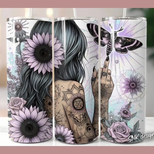 20oz Tumbler Badass bitch witchy celestial  Thumbnail