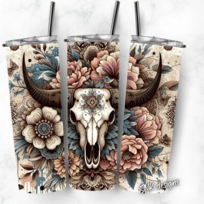 20oz tumbler Western Skull Thumbnail