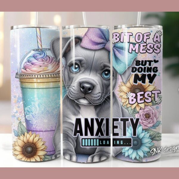 20oz Staffy tumbler wrap sunflower Thumbnail