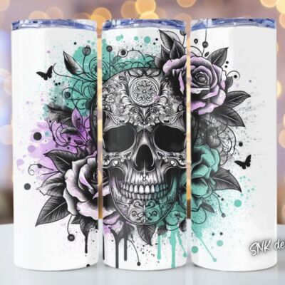 20oz Skull tumbler wrap Thumbnail