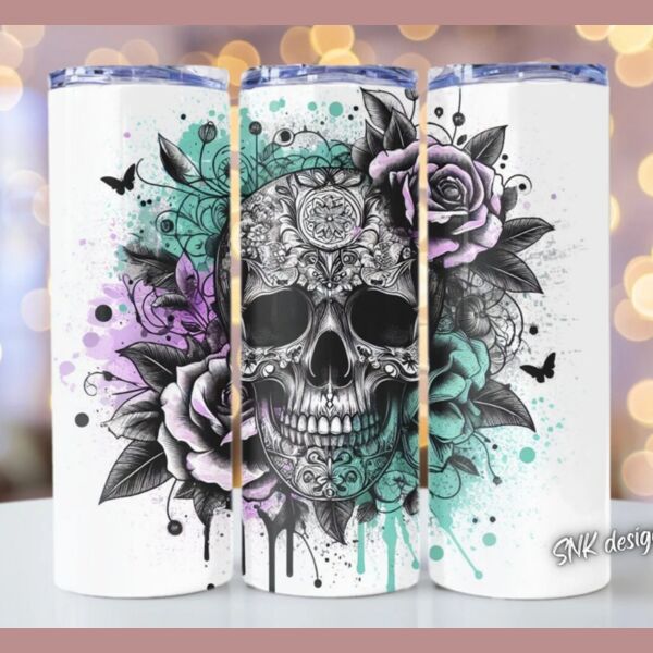 20oz Skull tumbler wrap Thumbnail