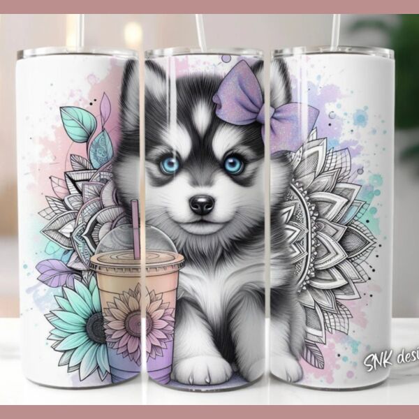 20oz tumbler wrap cute Husky dog puppy Thumbnail
