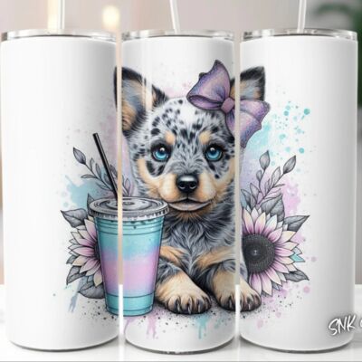 20oz tumbler wrap cute Blue cattle dog puppy Thumbnail