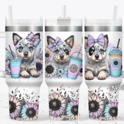40oz tumbler Blue cattle dog cute puppy Thumbnail