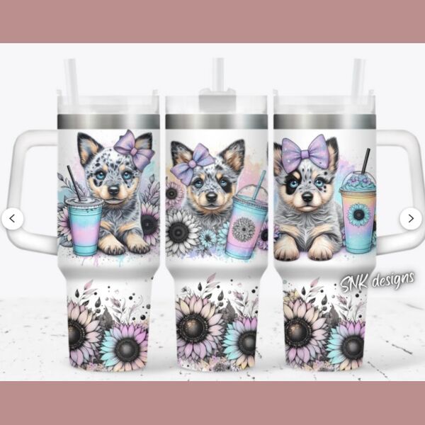 40oz tumbler Blue cattle dog cute puppy Thumbnail