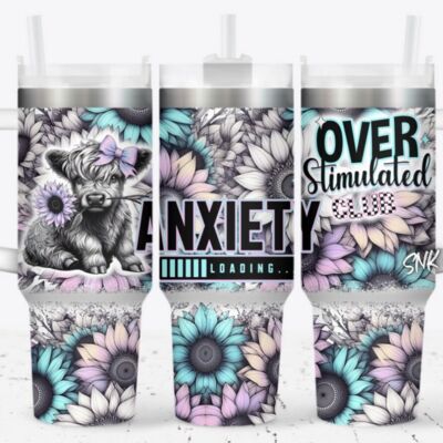 40oz tumbler Baby highland cow Anxiety loading Thumbnail
