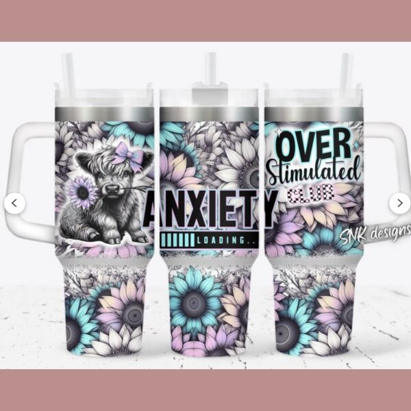 40oz tumbler Baby highland cow Anxiety loading Thumbnail