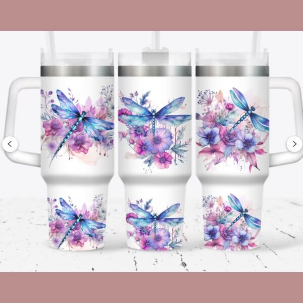 40oz tumbler wrap floral dragonfly Thumbnail