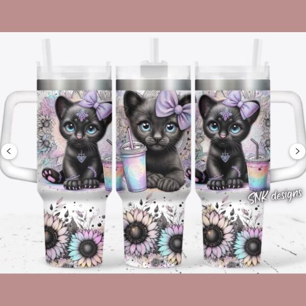 40oz tumbler black cat Thumbnail