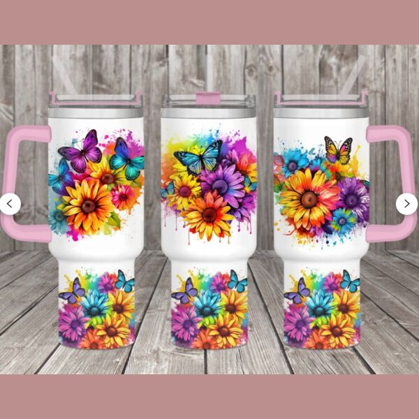 40oz tumbler butterfly sunflowers Thumbnail