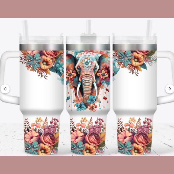 40oz tumbler Boho Elephant Thumbnail