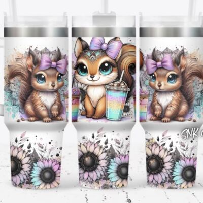 40oz tumbler wrap squirrel cute Thumbnail