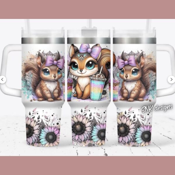 40oz tumbler wrap squirrel cute Thumbnail
