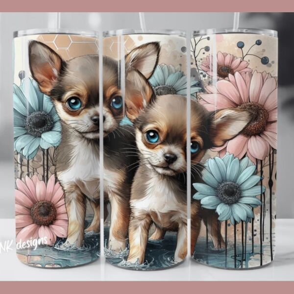 20oz dog tumbler Chihuahuas puppy  Thumbnail