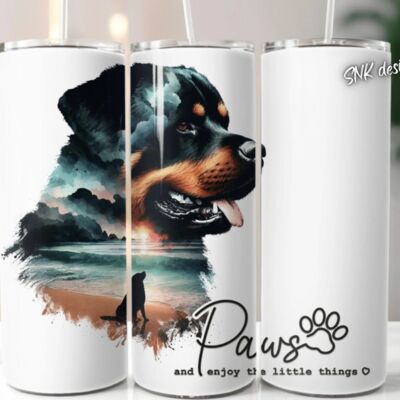 20oz dog tumbler wrap Rottweiler Thumbnail