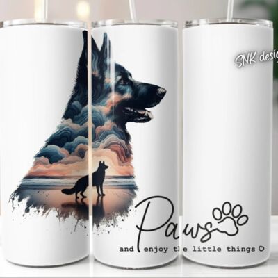 20oz dog tumbler wrap German shepherd Thumbnail
