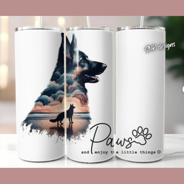 20oz dog tumbler wrap German shepherd Thumbnail