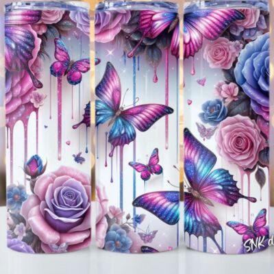 20oz Butterfly and roses tumbler Thumbnail