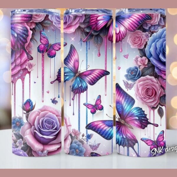 20oz Butterfly and roses tumbler Thumbnail