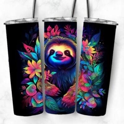 20oz skinny mystical colourful sloth tumbler Thumbnail