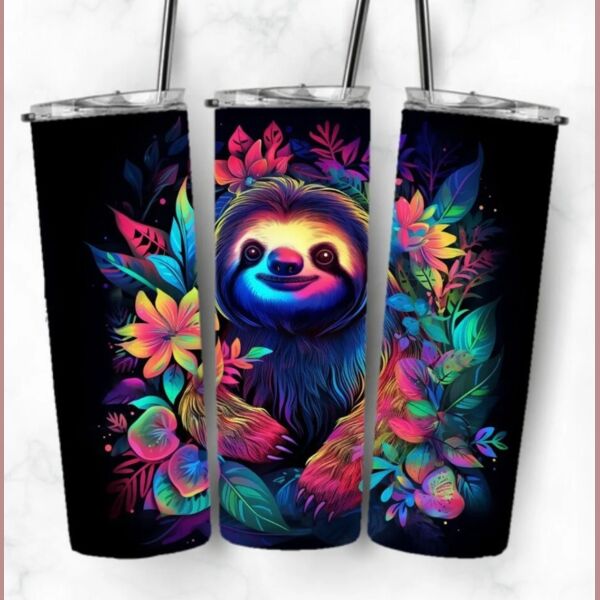 20oz skinny mystical colourful sloth tumbler Thumbnail